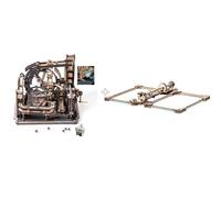 ROKR Marble Run 3D Wooden Puzzle Age 14+ for Adults, Motor-driven Automatic Model Kit With Balls, Spaceport & Run Link Pack, LGC01 LG01
