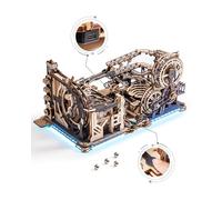ROKR Marble Run 3D Wooden Puzzle for Adults, Motor-driven Automatic, LGX02 | Marble Run Model Kits With Balls, Spaceport & Night City & Link Pack