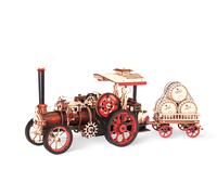 Robotime ROKR Steam Engine 3D Wooden Puzzle Building Toys 36 x 12 x 14.6cm 1PC,Home decoration, bookshelf decoration,Craft Gifts for Adults and Teens,Educational toys