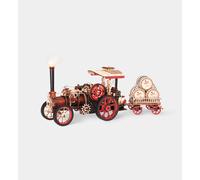 Robotime ROKR Steam Engine 3D Wooden Puzzle Building Toys 36 x 12 x 14.6cm 1PC,Home decoration, bookshelf decoration,Craft Gifts for Adults and Teens,Educational toys