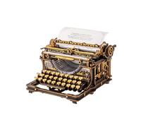 ROKR Typewriter 3D Wooden Puzzles for Adults, Black Gold Mechanical Model Kits for Adults to Build, Vintage Wooden Models to Build for Home Office Decor, Retro DIY Gift for Patient Builders LK703B