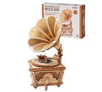 ROKR Wooden Model Kits Music Box Diva Gramophone,3D Puzzle for Adults,DIY Gifts for Teens and Adults