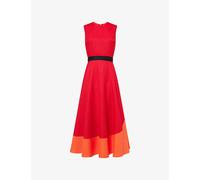 Roksanda Womens Roksanda Mire Belted Woven Midi Dress Bennett Red Venetian Red 10