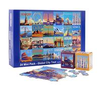 rokt&razo, Global City Tour, 24 Mini Pack Jigsaw Puzzles, 1000 Pieces Daily Challenge Pack with Reference Poster, Family Game Nights, Finish Size 27.5 * 19.7 in (Index on The Back)