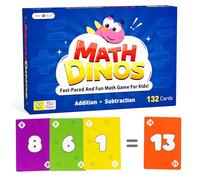 rokt&razo Math Dinos Card Game for Kids Ages 5+: Fast-paced Flash Cards for Addition, Subtraction, Multiplication, Division, Blank Cards to Fit Different Skill Levels, Perfect for Home and School