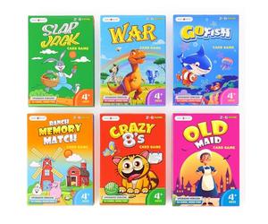 rokt&razo Upgraded Kids Card Games Pack, 6 Decks, Go Fish, Old Maid, Crazy Eights, Memory Match, Slap Jack, War, Playing Cards, Easter Basket Stuffers, Stocking Stuffers
