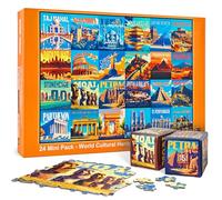 rokt&razo, World Heritage, 24 Mini Pack Jigsaw Puzzles, 1000 Pieces Daily Challenge Pack with Reference Poster, Family Game Nights, Finish Size 27.5 * 19.7 in (Index on The Back)