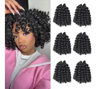ROKTRESS Crochet Hair Jamaican Bounce Crochet Hair 6 Packs Braids Crochet Curly for Black Women Curly Hair Crochet (10 Inch)