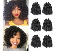 ROKTRESS Jamaican Bounce Crochet Curling Iron Crochet Hair 6 Bundles Braided Crochet Curly Hair for Black Women Curly Hair 12 Inch