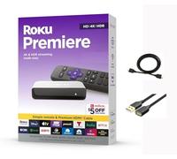 Roku 3920RW-SW Premiere - 4K/HDR Streaming Media Player, Enabled with Premium High Speed HDMI Cable & Simple Remote, Wi-Fi, with HDMI Cable and USB Extension Cord