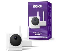 Roku Outdoor Camera for Home Security - IP65 Weather Resistance Wireless Security Camera with 1080p HD Night Vision, Works with Alexa & Google, Motion Detection - 90-Day Subscription Included, White