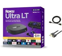 Roku Ultra LT Streaming Box Device 4K/HDR/Dolby Vision/Dual-Band Wi-Fi with Roku Voice Remote and HDMI Cable, with USB Extension Cord and HDMI