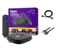 Roku Ultra Ultimate Streaming Player, 4K Streaming Device for TV, Dolby Vision & Atmos, HDR10+, Rechargeable Voice Remote Pro, Bluetooth & Wi-Fi 6, Backlit Buttons, with USB Extension Cord and HDMI