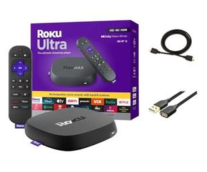 Roku Ultra Ultimate Streaming Player, 4K Streaming Device for TV, Dolby Vision & Atmos, HDR10+, Rechargeable Voice Remote Pro, Bluetooth & Wi-Fi 6, Backlit Buttons, with USB Extension Cord and HDMI