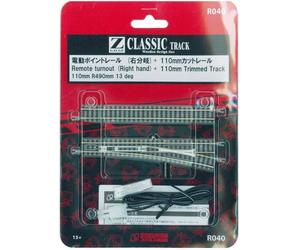 Rokuhan Z gauge R040 R490mm 13 Remote Turnout Right Hand 110mm Track 1/220 Scale