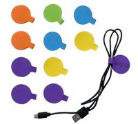 ROKZELT Pack of 10 Cable Labels, Cable Labelling, Reusable, Multicoloured Writeable Cable Labels in Round Shape - 3.5 cm Writing Surface for Identifying Cables, Versatile