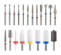 Rolabling 20pcs Nail Drill Bits Sets 3/32 Inch Diamond Cuticle Electric Nail File and Ceramic Acrylic Gel Nail Bit Kit Acrylic Nail Art Tools Carbide Cuticle Remover Bits for Manicure Pedicure Tool