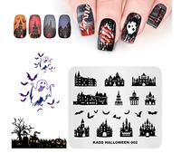 Rolabling Nail Stamping Plates Halloween Theme Castle Bat Image Templates Nail Art Plate Manicure Printing Design DIY (HA002)