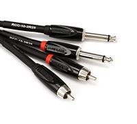 Roland Black Series Interconnect Cable, Dual RCA to 1/4 Inch, 10-Feet | Oxygen-free copper core with spiral shielding and low-capacitance for instruments, pedals and studio gear