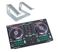 Roland DJ-202 2-Channel 4-Deck USB DJ Controller with Keepdrum Laptop Stand Silver