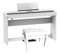 Roland FP-60X-WH Digital Piano + Stand, Pedal Unit and Stool (White)