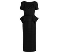 Roland Mouret Belted Peplum Tweed Midi Dress - Black - 4 (UK8 / S)