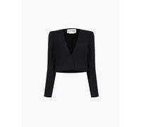 Roland Mouret Womens Black Round-neck Cropped Silk-blend Jacket 8