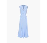 Roland Mouret Womens Blue Sleeveless Slim-fit Woven-blend Midi Dress 10