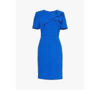 Roland Mouret Womens Blue Slim-fit Round-neck Woven Midi Dress 10