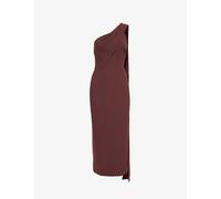 Roland Mouret Womens Brown Asymmetric-neck Slim-fit Woven Midi Dress 8