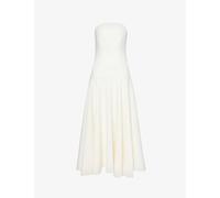 Roland Mouret Womens Cream Boned Flared-hem Crepe Midi Dress 10
