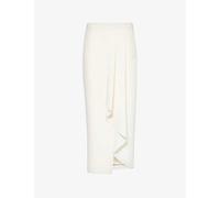 Roland Mouret Womens Cream Pleated Slim-fit Woven Midi Skirt 10