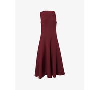 Roland Mouret Womens Roland Mouret Asymmetrical Twist Wool and Silk Blend Midi Dress Burgundy 6