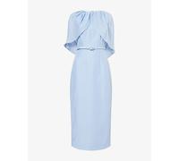 Roland Mouret Womens Roland Mouret Cape Colum Ramie-And-Silk Midi Dress Blue 14