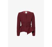 Roland Mouret Womens Roland Mouret Peplum Asymmetric Wool-And-Silk Jacket Burgundy 12