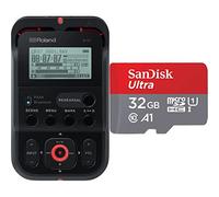 Roland R-07 High-Resolution Portable Audio Recorder & SanDisk Ultra 32 GB microSDHC Memory Card + SD Adapter with A1 App Performance Up to 120 MB/s, Class 10, U1, SDSQUA4-032G-GN6MA, Red/Grey