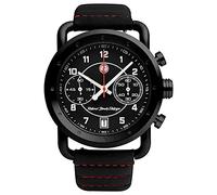 Roland Sands ICON Steel Chronograph Quartz IP Black Leather Red Date Vintage Men's Watch