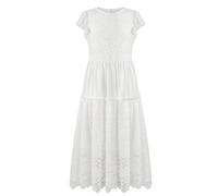 Rolanko Flower Girls Lace Dress First Holy Communion Prom Party Wedding Ruffle Sleeve Princess Long Maxi Dresses, White, 9-10 Years, 140