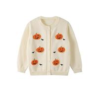 Rolanko Girls Cardigans, Cotton Long Sleeve Button Down Basic Schoolwear, Crew Neck Knit Sweater, Beige, Size: 140, 8-9 Years