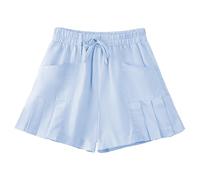Rolanko Girls Flowy Shorts, Elastic Waist Loose Summer Beach Short with Pockets for Teen Kids Age 5-12 Years, Blue, 10-11 Years/160