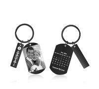 Rolaonly Women Keychain with Photo Calendar Scannable Spotify Code Silver Stainless Steel Keyring Gifts for Birthday Anniversay Christmas Day (style 4)