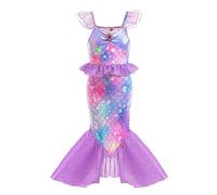 ROLAQDK Mermaid Dress for Girls Toddler Kids Princess Dress Up Costume Printed Dresses for Birthday Party Halloween Fancy Dress, Age 3-10 Years