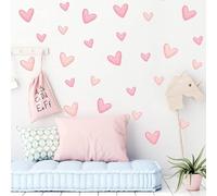 Rolcheleego 80pcs Pink Heart Shape Wall Stickers for Bedroom Living Room Girls Room Decoration Kids Room Baby Nursery Room Wall Decals Interior Wallpaper PVC Murals