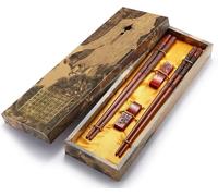 Rolcheleego Chopsticks Reusable- Chinese Style, Wooden Dragon and Phoenix Chopsticks with Holder and Carrying Bag, Chinese Gift Set Chopstick Set (2 Pairs)