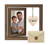 Rolcheleego Dad Gifts - Dad Love You Forever Rotating Photo Frame for Dad + Vintage Letter Set from Daughter Son
