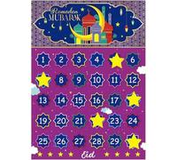 Rolcheleego Eid Countdown Calendar with 30 Star Stickers & Glue Dots, Ramadan Festival Atmosphere Creation, Parent-Child Interactive Decoration Prop