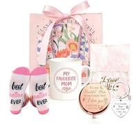 Rolcheleego Gift Set for Mom -Mug, Socks, Keychain, Compact Mirror with Heartwarming Message, Elegantly Packaged in Floral Gift Bag for Mother's Day, Birthday