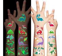 Rolcheleego Glow Temporary Tattoos for Kids,Dinosaur theme Luminous Tattoo Stickers,Glow In The Dark Tattoos for Boys and Girls,Face Makeup Fake Tattoo,Holiday Party Supplies Giftsfor for Children