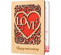 Rolcheleego Happy Anniversary Card, Bamboo Congratulation Greeting Cards Valentines Christmas Birthday for Wife Husband Girlfriend Boyfriend, Anniversary Romantic Love Gifts for Him Her