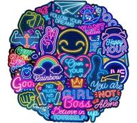 Rolcheleego Neon Motivational Stickers 100Pcs - Positive Affirmation/Quotes, Waterproof Vinyl, Teacher Rewards for Kids, Fit Laptop/Scrapbook/Water Bottle